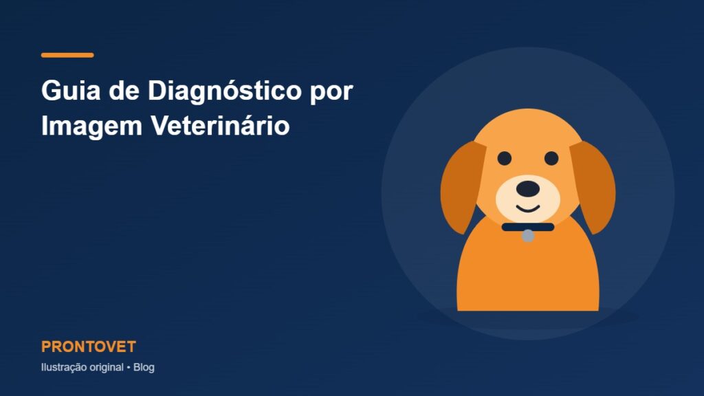 Ilustração original com cão estilizado e o título do artigo: Guia de Diagnóstico por Imagem Veterinário