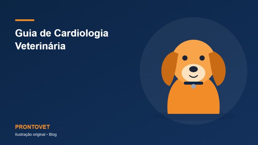 Ilustração original com cão estilizado e o título do artigo: Guia de Cardiologia Veterinária