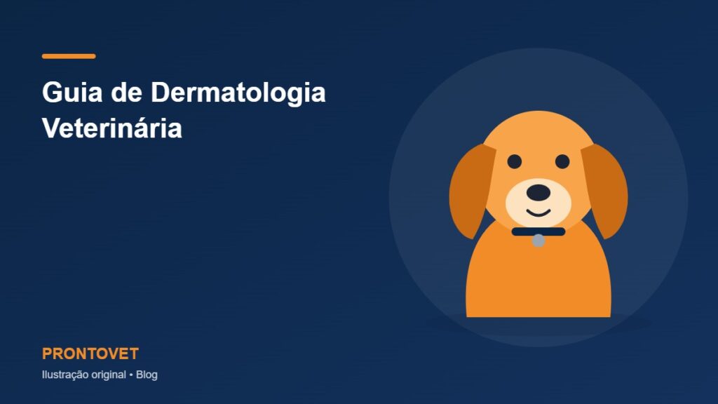 Ilustração original com cão estilizado e o título do artigo: Guia de Dermatologia Veterinária