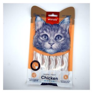 Wanpy Creamy Treat para Gatos — Frango com Caranguejo — 5 × 14 g (70 g)